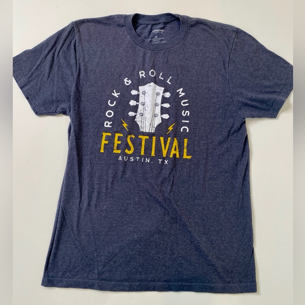 Rock & Roll Music Festival Austin, Texas T-Shirt - Blue size medium